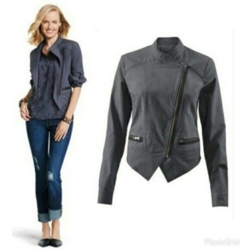 Cabi 3023 Twilight Asymmetrical Moto Jacket Long Sleeve Stretch‎ Cotton Women S